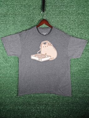 Pusheen DJ Cat Heather Gray Short Sleeve Soft Tee / Mens Size XL